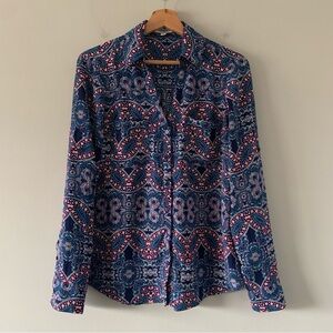 Express Portofino Shirt Office Preppy Paisley Career Whimsy Artsy Button Up Sz S